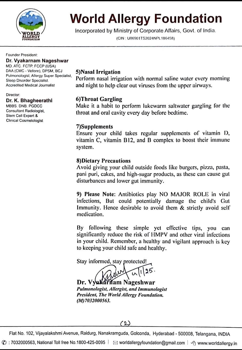 Health Advisory Page 2
